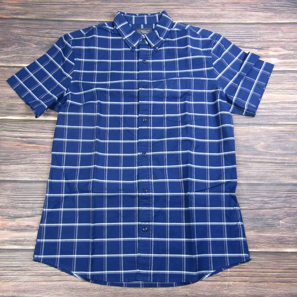 Wallin & Bros Other - Wallin & Bros NEW Mens Medium Blue Plaid Button Down Short Sleeve Shirt